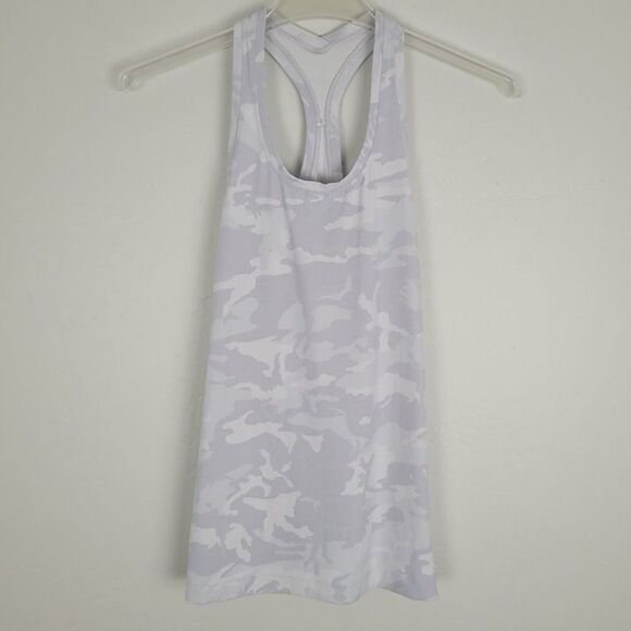 Lululemon Size 4 Cool Racerback Tank Top Incognito Camo Alpine White Multi Gray - Picture 2 of 9